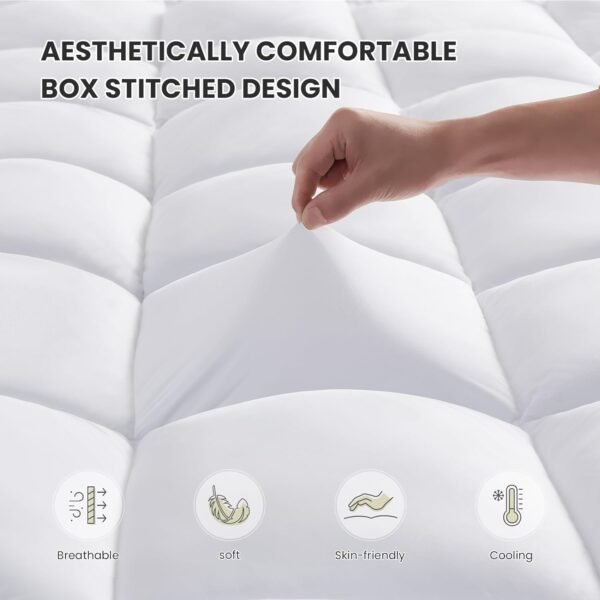 Dual Layer 4 Inch Twin Size Mattress Topper, 2 Inch Cooling Gel Memory Foam Plus 2 Inch Down Alternative Pillow Top with 8-21 Inch Deep Pocket - Image 2