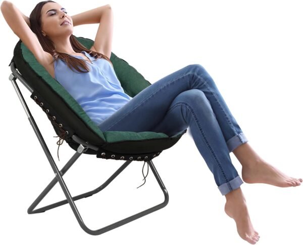 Saucer Chairs for Adults, Oversized 265 lb Saucer Chair for Bedroom, Papasan Chair with Cushion and Frame, Folding Saucer Chair, Moon Chair