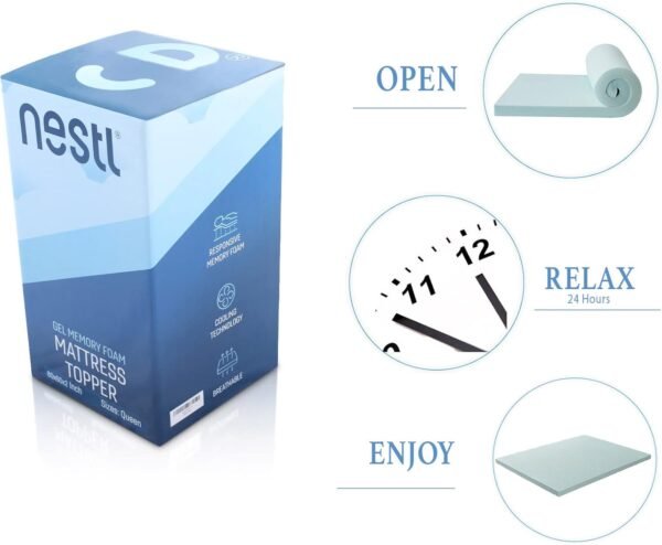 Nestl Mattress Topper, 4 Inch Memory Foam Topper, Gel Infused Memory Foam Mattress Topper, Ventilated Design Mattress Pad, Twin XL - Image 5