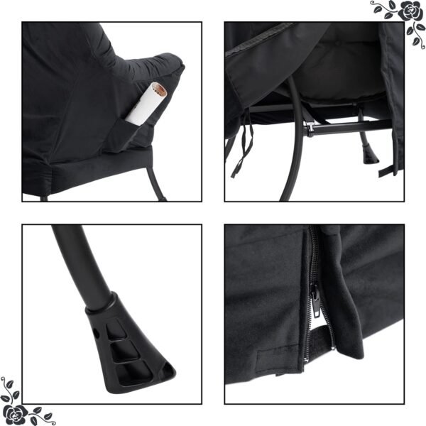 AcozyHom Modern Fabric Large Lazy Chair, Accent Oversized Comfy Reading Chair, Thick Padded Cozy Lounge Chair with Armrest, Steel Frame Leisure Sofa Chair for Living Room, Bedroom, Dorm, Black - Image 6