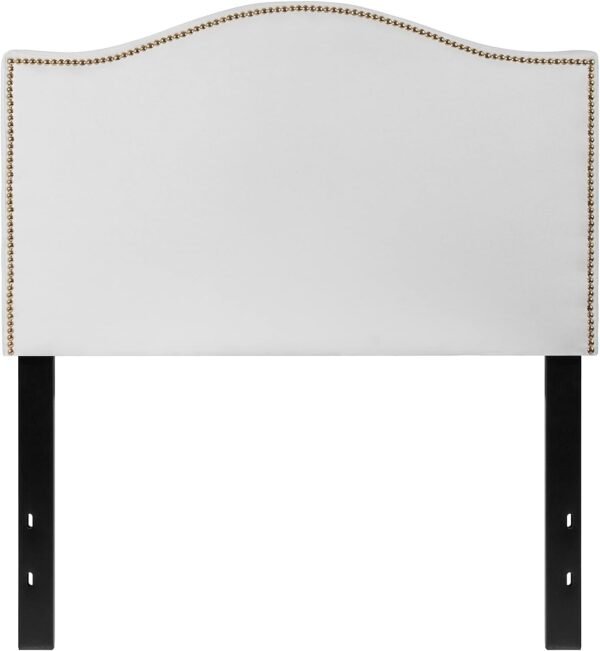 Flash Furniture Lexington Upholstered Twin Size Headboard with Accent Nail Trim in White Fabric - Image 4