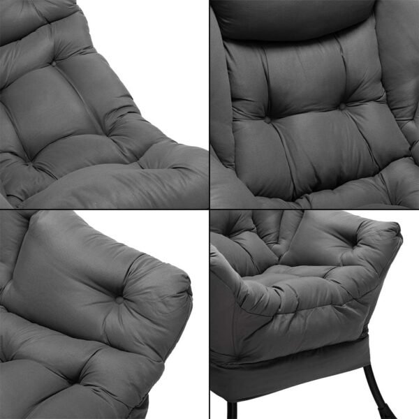 AbocoFur Modern Fabric Large Lazy Chair, Accent Oversized Comfy Reading Chair, Thick Padded Cozy Lounge Chair with Armrest, Steel Frame Leisure Sofa Chair for Living Room, Bedroom, Dorm, Dark Grey - Image 6