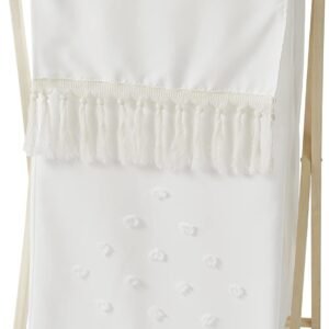 Sweet Jojo Designs Boho Dot Baby Kid Clothes Laundry Hamper – Ivory Beige Cream Off White Bohemian Shabby Chic Modern Luxury Farmhouse Geometric Pom Pom Tufted Minimalist Gender Neutral