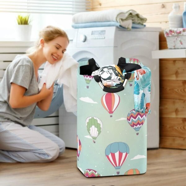 OREZI Cartoon Hot Air Balloon Laundry Hamper,Waterproof and Foldable Laundry Bag with Handles for Baby Nursery College Dorms Kids Bedroom Bathroom - Image 6