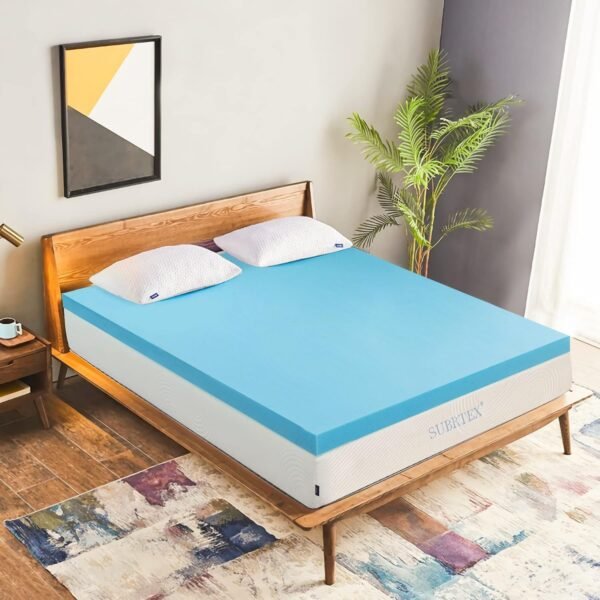 subrtex 3 Inch Memory Foam Mattress Topper Ventilated Gel Infused Bed Foam Topper, CertiPUR-US Certified, Twin XL, Blue - Image 9