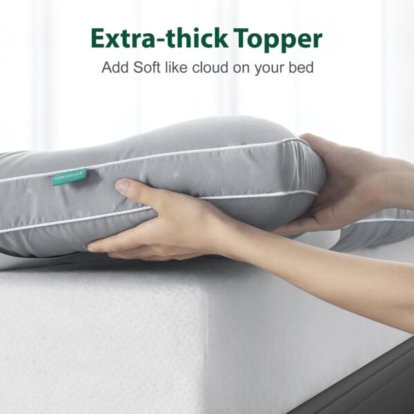 TXL Mattress Topper, Extra Soft Pillow Top Queen Mattress Pad, Snow Down Alternative Filling TXL Size Bed Topper for College Dorm，Grey Topper - Image 4