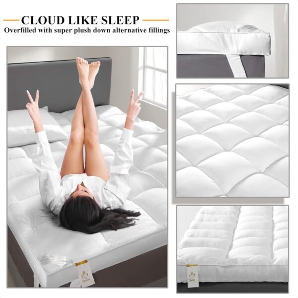Extra Thick Twin XL Mattress Topper for College Dorm, Overfilled 1400GSM Pillow Top Bed Topper for Cloud-Like Sleep & Back Pain Relief, Cooling & Plush Mattress Pad Cover, Fit to 6”-22”Mattress - Image 4