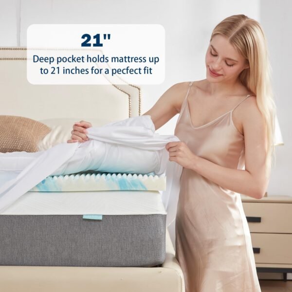 SINWEEK Dual Layer 4 Inch Memory Foam Mattress Topper, Twin Size, 2 Inch Cooling 5-Zone Gel Memory Foam Plus 2 Inch Extra Thick Pillowtop Cover, Pressure Relieve Soft Mattress Pad，light blue - Image 7