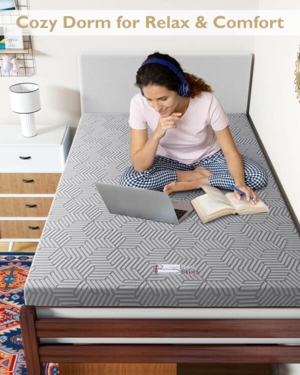 BedStory 4 Inch Mattress Topper Twin XL, Gel & Bamboo Charcoal Infused Memory Foam Bed Toppers, Foam Mattress Pad with Removable Cover, High-Density Memory Foam - Image 4