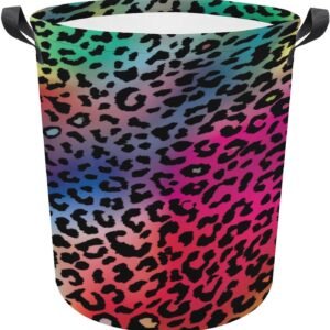 Laundry Hamper Storage Bins Collapsible Gradient Leopard Basket for Dirty Clothes Kids Nursery Decor Toys Organizer Bathroom Bedroom College Dorm