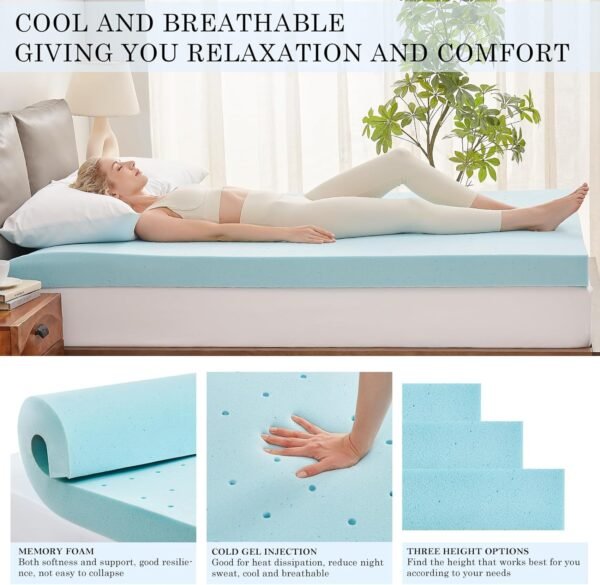 4 Inch Cooling Mattress Topper Twin XL - Memory Foam Mattress Topper - High Density Cooling Mattress Topper - Upgraded Memory Foam Mattress - Soft Bed Topper - CertiPUR-US and OEKO-TEX Certified - Image 5