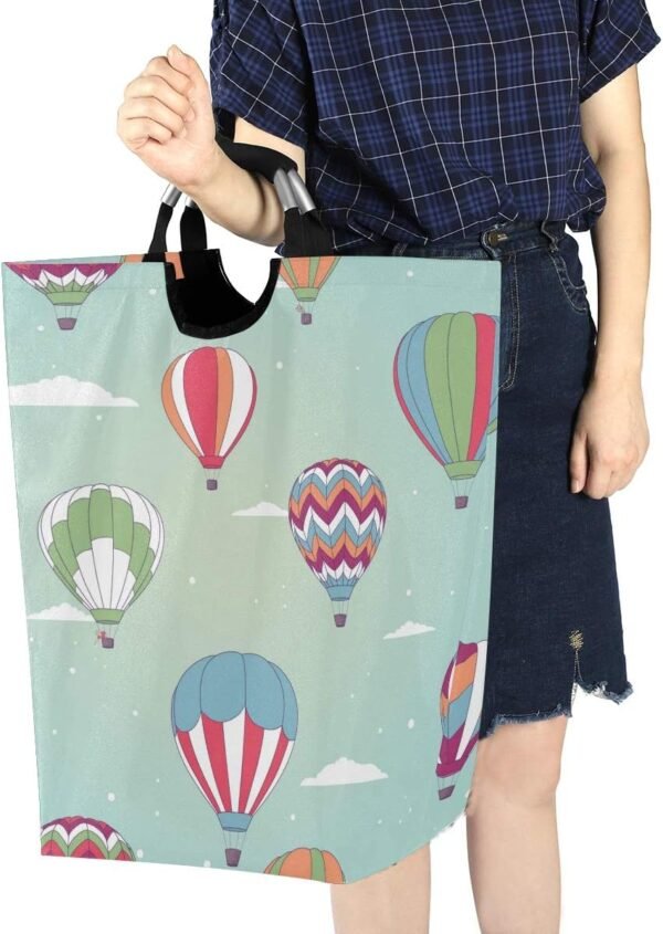OREZI Cartoon Hot Air Balloon Laundry Hamper,Waterproof and Foldable Laundry Bag with Handles for Baby Nursery College Dorms Kids Bedroom Bathroom - Image 7