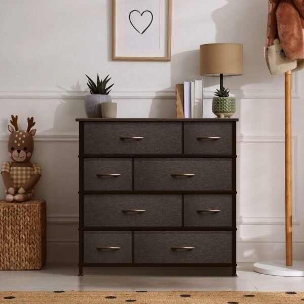 Sorbus Dresser for Bedroom with 8 Drawers - Tall Chest Storage Tower Unit, for Closet, Hallway, Nursery, Entryway Organization - Steel Frame, Wood Top (Brown) - Image 6