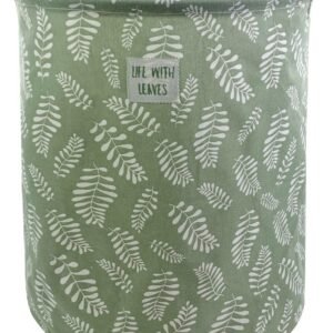 Mziart Large Foldable Laundry Basket Organizer, Collapsible Laundry Hamper Fabric Clothes Toy Storage Basket Nursery Hamper Storage Bin for Household Bedroom, Bathroom, College Dorm (Small White Leaf)