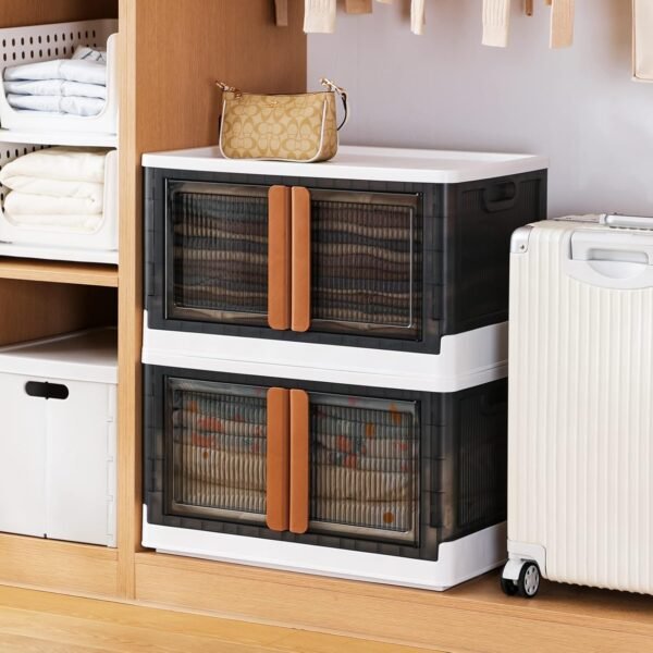 Storage Cabinet - Room Organizer, Plastic Shelves Organizer, Storage Bins with Lids, Collapsible Outdoor Storage Box, 19 Gal Office Organization, Stackable Bookshelf, 4 Pack Cube Storage Organizer - Image 3