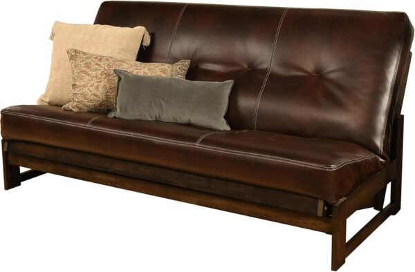 Kodiak Furniture Aspen Futon with Faux Leather Mattress in Java Brown - Image 3