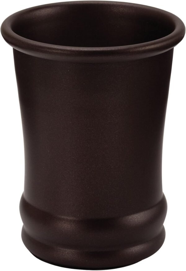 iDesign - 26181 Olivia Metal Tumbler, Makeup Brush Holder and Toothbrush Cup for Bathroom, Countertop, Desk, Dorm, College, and Vanity, 3.25" x 3.25" x 4.25", Bronze (Pack of 2)