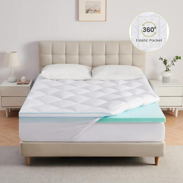 Dual Layer 4 Inch Twin Size Mattress Topper, 2 Inch Cooling Gel Memory Foam Plus 2 Inch Down Alternative Pillow Top with 8-21 Inch Deep Pocket - Image 7