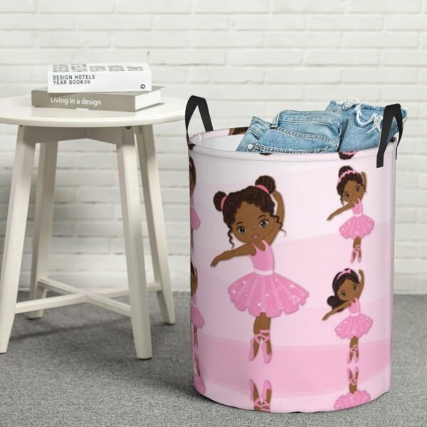 Cute African Black Girl Round Laundry Hamper Storage Basket Toys Clothes Organizer Bin For Home Bathroom Bedroom Dorm Nursery, 38l - Image 7