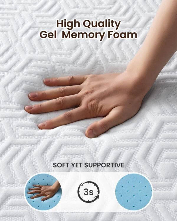 3 Inch Gel Memory Foam Mattress Topper Twin, Medium Firm Foam Mattress Topper, Plush Foam Bed Topper for Pressure Relief, Removable Cover, CertiPUR-US Certified - Image 5