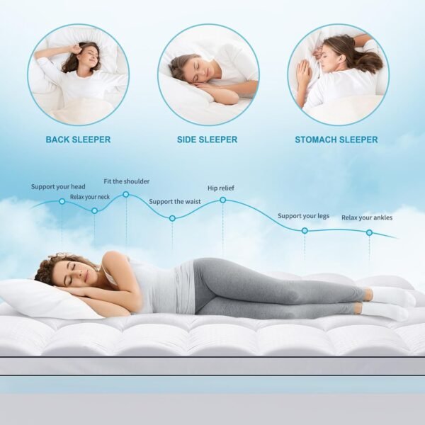 Twin XL Size Dual Layer 4 Inch Memory Foam Mattress Topper, 2 Inch Gel Memory Foam and 2 Inch Cooling Pillow Top Mattress Pad Cover for Back Pain, Medium Support - Image 3