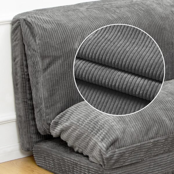 N&V Folding Matress Sofa Bean Bag, Foam Filling Sofa, Includes Removable and Machine Washable Cover, Premiun Corduroy Cover (Frost Gray), Forest Grey - Image 6