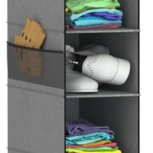 Hanging Shoe Organizer,10-Shelf Hanging Closet Organizers and Storage Shoes Organizer Shelves Hanging Shoe Rack Holder with 6 Mesh Side Pockets Gray