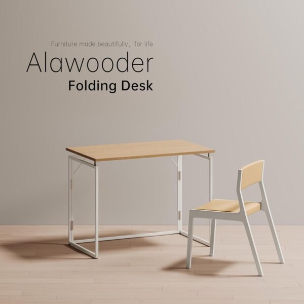 Folding Desk 30 Inch - Small Foldable Desk for Small Space Minimalist, Space Saving Collapsible Compact Desk Portable Table for Craft, Writing, Study and Work (No Assembly Required) - Image 3
