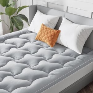 TXL Mattress Topper, Extra Soft Pillow Top Queen Mattress Pad, Snow Down Alternative Filling TXL Size Bed Topper for College Dorm，Grey Topper