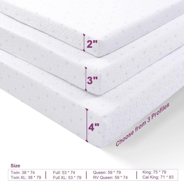 4 Inch Twin XL Mattress Topper Cover, Lavender Infused Bamboo Zippered Cover for Mattress Topper, Twin Extra Long Adjustable Straps, Removable and Washable - Image 6