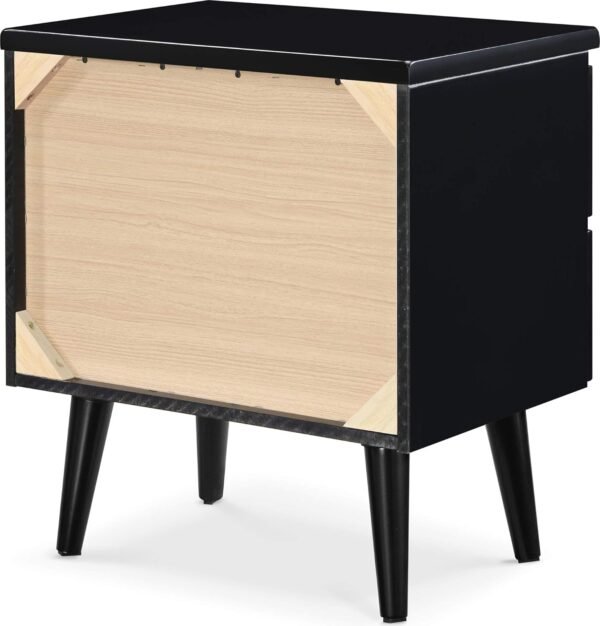 Lennox Mid-Century Side Table 2 Drawers Storage Nightstand, Matte Chrome Handle, Black - Image 14