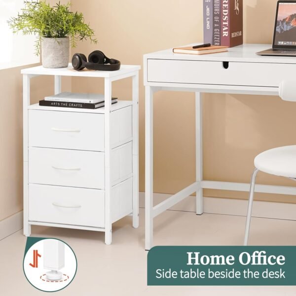 Yoobure Night Stand with Charging Station, 16 Colors LED Nightstand with USB Ports and Outlets, End Table with 3 Fabric Drawers and Storage Shelf, Bedside Tables Small Dresser for Small Space White - Image 8