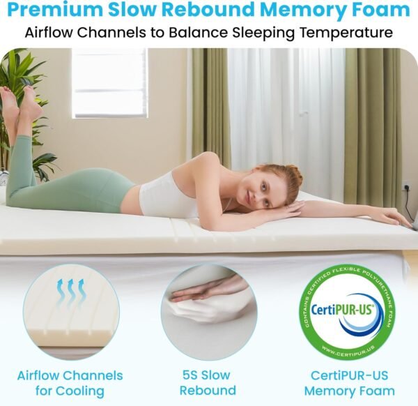 2 Inch Memory Foam Mattress Topper Twin XL, Re:flip Soft Mattress Topper for Pain Relief, Mattress Topper with 2-Sided Soft Cover, Ergonomic 5-Zone Design, CertiPUR-US Certified - Image 4