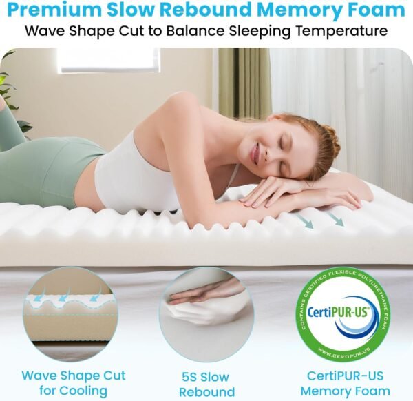 3 Inch Firm Twin XL Mattress Topper for College Dorm, Re:flip Memory Foam Bed Topper with Soft & Firm Options for Pain Relief, Mattress Topper with 2-Sided Cover, CertiPUR Certified, Dorm Bed - Image 5