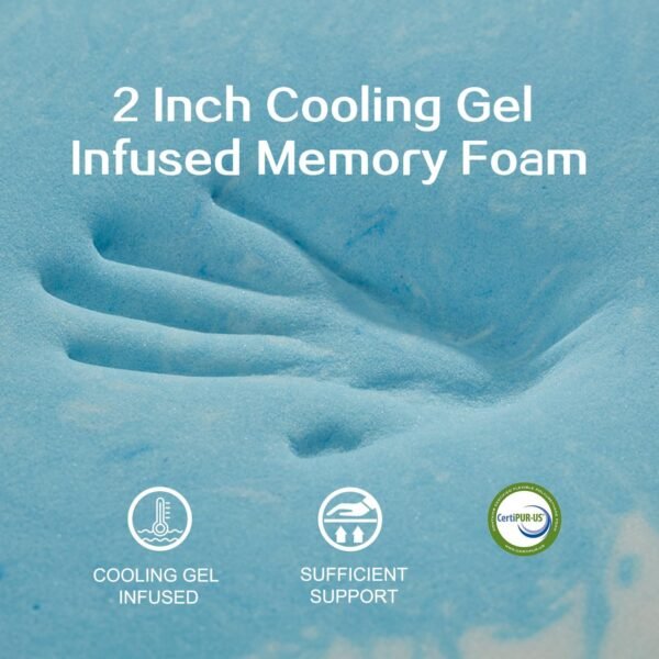SINWEEK Dual Layer 4 Inch Memory Foam Mattress Topper, Twin Size, 2 Inch Cooling 5-Zone Gel Memory Foam Plus 2 Inch Extra Thick Pillowtop Cover, Pressure Relieve Soft Mattress Pad，light blue - Image 5