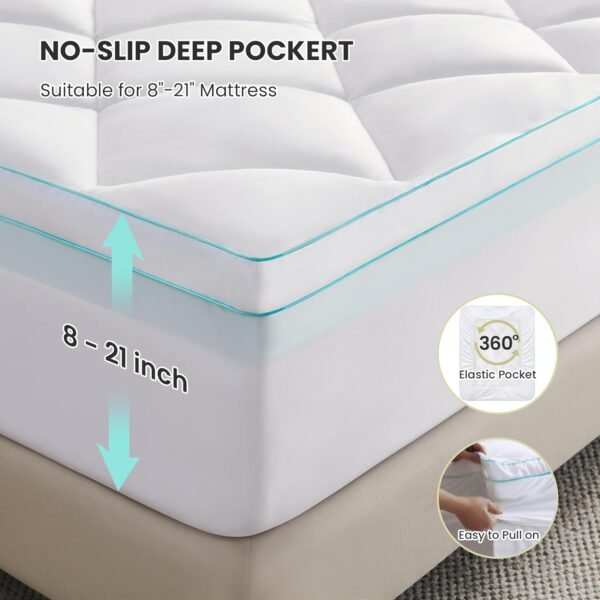Dual Layer 4 Inch Twin Size Mattress Topper, 2 Inch Cooling Gel Memory Foam Plus 2 Inch Down Alternative Pillow Top with 8-21 Inch Deep Pocket - Image 5