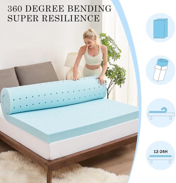 4 Inch Cooling Mattress Topper Twin XL - Memory Foam Mattress Topper - High Density Cooling Mattress Topper - Upgraded Memory Foam Mattress - Soft Bed Topper - CertiPUR-US and OEKO-TEX Certified - Image 7