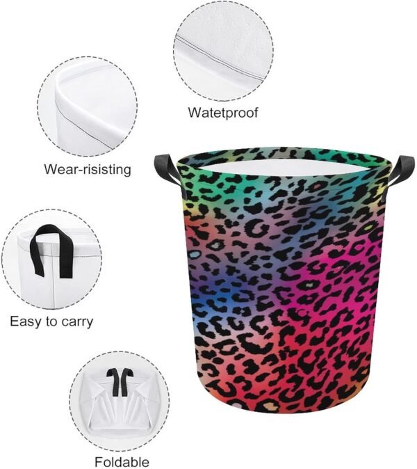 Laundry Hamper Storage Bins Collapsible Gradient Leopard Basket for Dirty Clothes Kids Nursery Decor Toys Organizer Bathroom Bedroom College Dorm - Image 4
