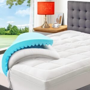 ELEMUSE 3 Inch Dual Layer Mattress Topper Twin XL, 2 Inch Air Circulation Egg Crate Memory Foam Pad, 1 Inch Cooling Down Alternative Pillowtop Mattress Pad, Soft Comfort Support