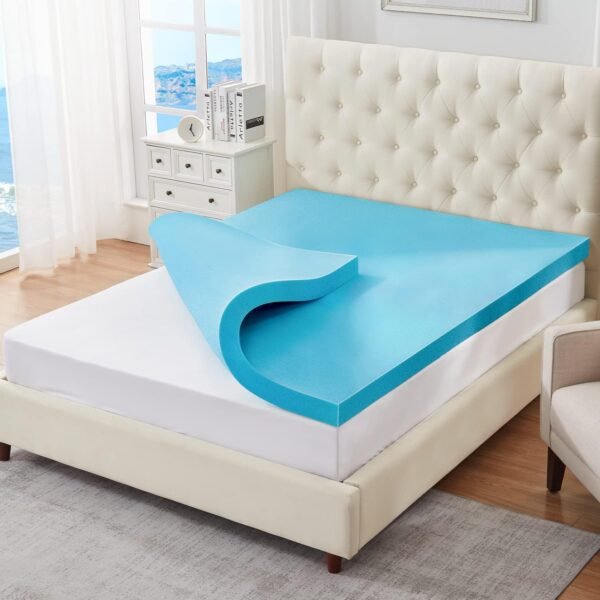 ELEMUSE Pengucool™ Triple Layer 3 Inch Mattress Topper Twin, 2 Inch Gel Memory Foam pad, 1 Inch Pillowtop Plus Extra Soft Cooling Fitted Sheet for Hot Sleeper&Night Sweats, Blue - Image 5