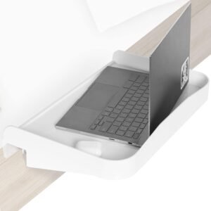 Bedside Shelf for Bunk Beds, Lofts & Bed Frames – Heavy Duty Storage Table and Tray Fits Laptops, Book & Drinks – Great for Students College Dorm Room & Kids Bedroom to Replace Nightstand (White)
