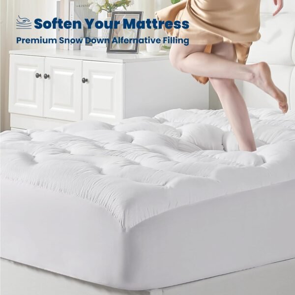 BDEUS Twin XL Mattress Topper, Mattress Protector for College Dorm, Breathable Dorm Bed Topper with Deep Pocket, College Dorm Room Essentials, Extra Long Twin Mattress Pad - 39"x80" White - Image 4