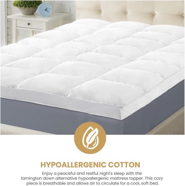 Superior Mattress Topper, Down Alternative, 2 Inch Deep Sized Bed Pillow Top, Comfort Pad, Fluffy Mattress-Topper Protector, Plush Cooling Extra Soft, Hotel Quality, All-Season, Twin XL, White - Image 6