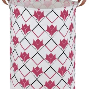 Storage Baskets,Canvas Fabric Laundry Hamper-Collapsible Storage Bin with Handles,Toy Organizer Bin for Kid’s Room,Office,Nursery Hamper (Racing Flag Triangle) (Checkered Fox)