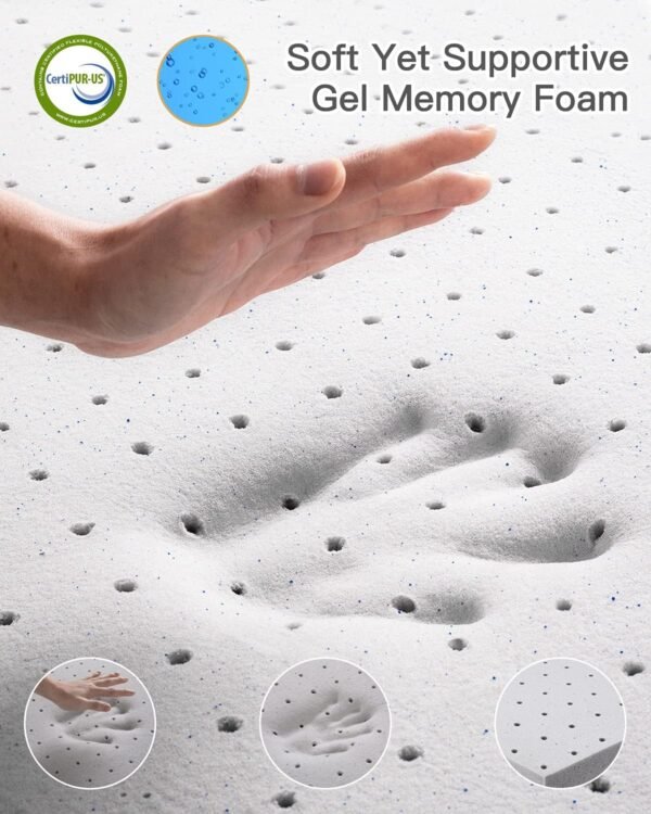 BedStory 3 Inch Memory Foam Mattress Topper King - Gel & Bamboo Charcoal Bed Toppers King with Removable Cover - High Density Memory Foam - Image 3