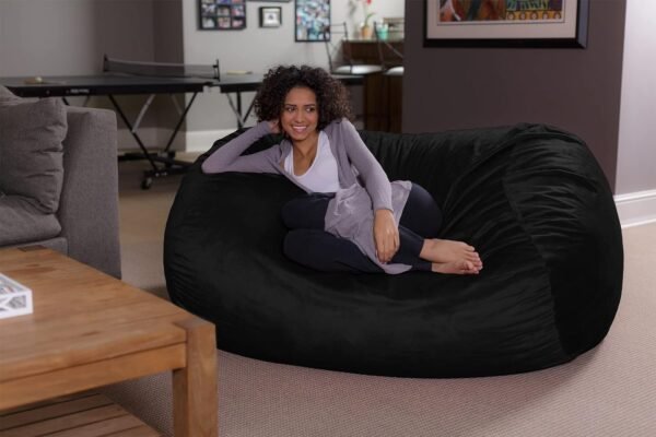 Sofa Sack - Plush Bean Bag Sofas with Super Soft Microsuede Cover - XL Memory Foam Stuffed Lounger Chairs for Kids, Adults, Couples - Jumbo Bean Bag Chair Furniture - Black 6' - Image 5