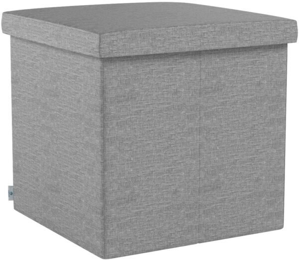 B FSOBEIIALEO Storage Ottoman with Tray, Small Ottomans Cube Folding Coffee Table Foot Stool Footrest Seat, Dark Grey Linen 16"X15.7"x15" - Image 6