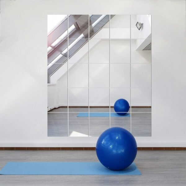 Delma Full Body Length Mirror Tiles Wall Mounted, 14'' x 12'' For Bedroom, Home Gym, Door (Glass - Frameless - 8PCS) - Image 2