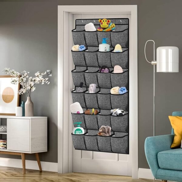 homyfort Over the Door Shoe Organizer, Hanging Shoe Rack Storage Holder with 24 Large Pockets for Closet Door, Men Women Kids Shoes, Cruise (Black) - Image 3