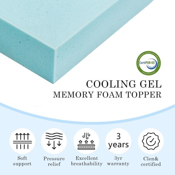 4 Inch Cooling Mattress Topper Twin XL - Memory Foam Mattress Topper - High Density Cooling Mattress Topper - Upgraded Memory Foam Mattress - Soft Bed Topper - CertiPUR-US and OEKO-TEX Certified - Image 6